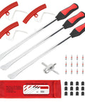 Beefy 38 Piece Tire Spoons Tool Set with 14.5 Inch Tire Irons, Rim Protectors, Valve Tools, Cores, Caps, and Storage Bag
