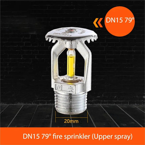 Five Pack Heavy Duty Fire Sprinkler Heads Dn15 Featuring 79 Degree Auto Trigger Rating For Top Shelf Commercial Fire Suppression Gear with yellow glass bulb.