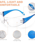 Kid Friendly 24 Pack Safety Glasses With Clear Lenses, Scratch Resistant, ANSI Z87.1 Approved, 99% UV Protection, blue twinkle frame