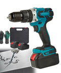 Cordless Drill Driver Set With Two Rechargeable 1500 Mah Batteries And Bright Led Work Light Plus Heavy Duty Carry Case For No Hassle Home Diy Fixes And Fast Weekend Hustles Built To Handle The Grind, featuring drill and gloves.