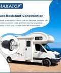 RV with ocean view; focus on 10 Pack RV Water Tank Probe Sensors Screw In Water Level Sensors for tank replacement and gauge systems.