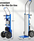 Heavy Duty Electric Stair Climbing Dolly, 1300W Powered Hand Truck with dimensions 49.2" height and 21.6" width.