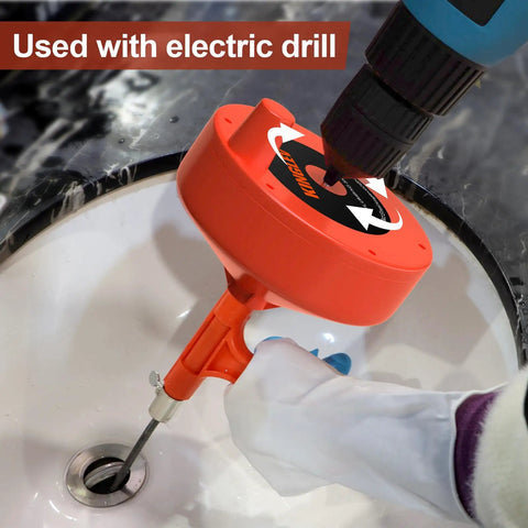Using 25ft Heavy Duty Drain Auger Plumbing Snake With Drill Adapter For Sink No Plumber Needed Unclogging Flexible Manual Or Powered By Drill Handheld Cable in a bathroom sink