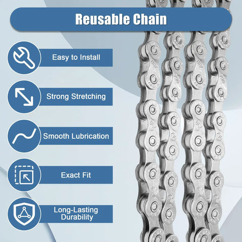 Features of Beefed-Up Bicycle Chain For 7-27 Speed Systems, 116 Links, Single And Multi Speed, Fits Mountain Bikes And BMX