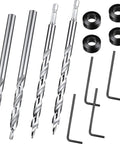 4 Pack Three Eighths Inch Pocket Hole Drill Bits With Depth Stop Collar One Quarter Hex Shank And Round Shank Replacement Twist Step Drills For Manual Pocket Hole Guide Jig Master System Length Six Point Three Inches kit.