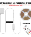 White COB LED Strip Light Max With RF Remote 16.4ft 6500K CRI93+ dimmable system with button and remote controls visible