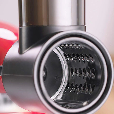 Close-up of Game-Changing Slicer Shredder Attachments For Stand Mixers With 3 Blades, Cheese Grater Attachment For KitchenAid And Cuisinart