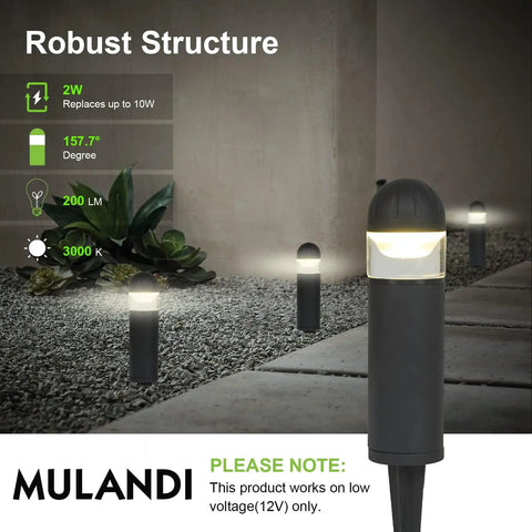 2W DC 12V Low Voltage LED Landscape Bollard Pathway Lights Waterproof Die Cast Aluminum Housing 3000K Warm White Outdoor Garden Lighting Energy Saving Pack Of 4 illuminating a walkway