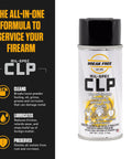 CLP Gun Cleaner Lubricant Preservative Spray With Synthetic Oil, 4 oz Aerosol, details on cleaning, lubricating, and preserving.