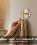 Kick Clutter To The Curb With This Slick Space Saving Wall Hook Designed To Ace Your Entryway Organization Game While Keeping Bathrooms And Bedrooms Tidy Without Taking Up Any Extra Room, showcasing a gold hook with striped acrylic backing.