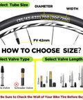 Guide on selecting tube size and valve type for Two Pack 700c Road Bike Inner Tubes 700x20c To 700x25c With 42mm Presta Valve Butyl Rubber.