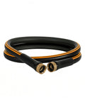 Heavy Duty Garden Hose 5 Ft 5/8 Inch Female To Female Connector Black Water Hose With Short Leader Connection in a coiled view