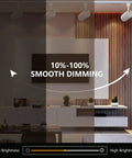 Living room with Three Color Temperature 20W LED Track Lighting Heads Dimmable Flicker Free, demonstrating 10-100% dimming range.