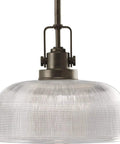 Archie Collection One Light Pendant In Venetian Bronze With Clear Prismatic Glass, 10.5 Inch Diameter By 9.25 Inch Height