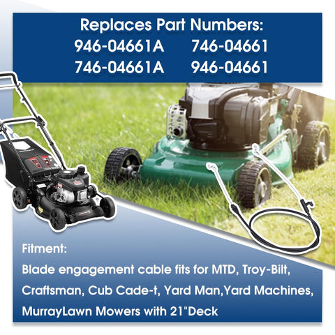 Replacement Control Cable For Lawn Mowers Throttle And Brake Fits MTD Craftsman Yard Machine Force Troy Bilt TB110 TB230 Bolens Murray Lawn Boy And Similar Models 04661A 946-04661A 746-04661A 746-04661 946-04661