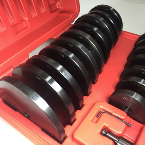 Heavy Duty Jumbo Bearing Bushing Seal Driver Tool Set All Steel 19 Piece With Large 2 3/4 Inch To 6 Inch Discs in red case