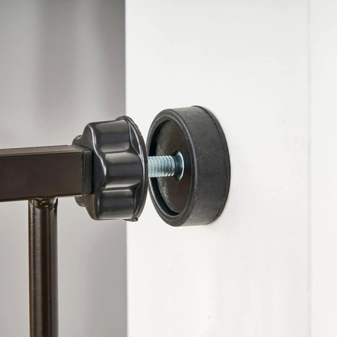 Pressure mount detail of Extra Tall 36 Inch Baby Gate With Door, Pressure Mount For Doorways And Bottom Of Stairs, Bronze finish
