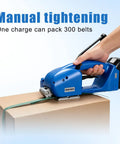 Cordless Electric Strapping Tool For Half To Five Eighths Inch PP And PET Straps Handheld Auto Sealer with two batteries in use