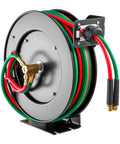 Auto-Rewind Welding Hose Reel For 1/4-Inch X 50-Foot Twin Oxygen Acetylene Rubber Hose Up To 300 PSI T Grade with metal frame