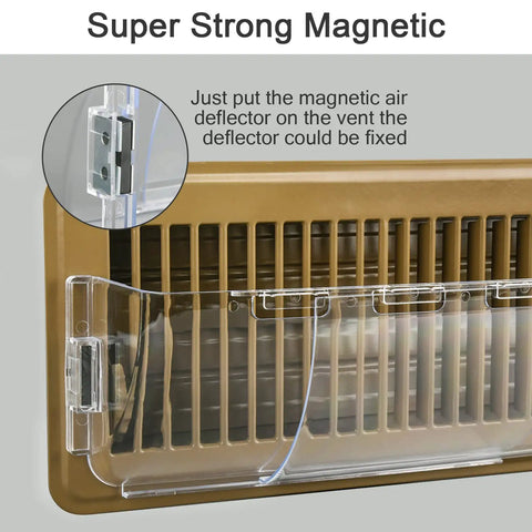 Adjustable Magnetic Vent Deflectors for Home Vents 8 to 14 Inches shown attached to a vent with strong magnets for airflow control