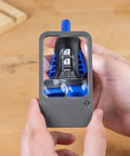 Hands holding Multi Power LED Lighted Pocket Magnifier With 2.5X Main Lens, 4.5X And 6X Lenses, showing LED light functionality