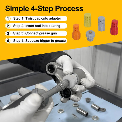 Demonstration of Dirt Bike Swingarm And Linkage Bearing Grease Tool Kit With 16mm 18mm 20mm 22mm Adapters in use
