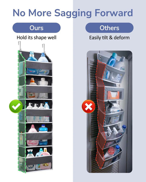 Rock Solid Over The Door Organizer With Five Roomy Compartments And Ten Ventilated Mesh Sleeves For Keeping Things Straight Heavy Duty Hanging Closet Rack For Toys Shoes And Essentials Dark Grey