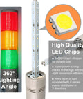 Tower Stack Lights RGB LED Indicator For Factory And Shop Floor showing LED chips, prism PC lampshade, and 360-degree angle