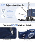 Heavy Duty Collapsible All Terrain Wagon Cart With 400 Lb Capacity And Wide 9cm Wheels With 360 Degree Swivel Front, blue, side view