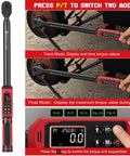 One Half Inch Drive Digital Torque Wrench With Range 5.1 To 340 Nm And 3.8 To 250.8 Ft Lb, One Percent Accuracy, shown in use with LED display.