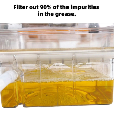 High Efficiency Automatic Edible Oil Filter Machine For Household Use features transparent food grade cup with filtered oil.