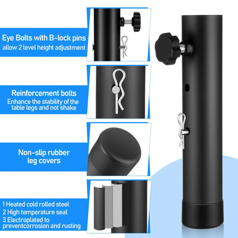 Heavy Duty Steel Table Risers Four Pack With Dual Height Adjustable Leg Extenders For Ergonomic Desk Setup That Slashes Back Strain And Makes Your Home Office Vibes Hit Different Every Day, featuring steel construction and adjustable eye bolts.