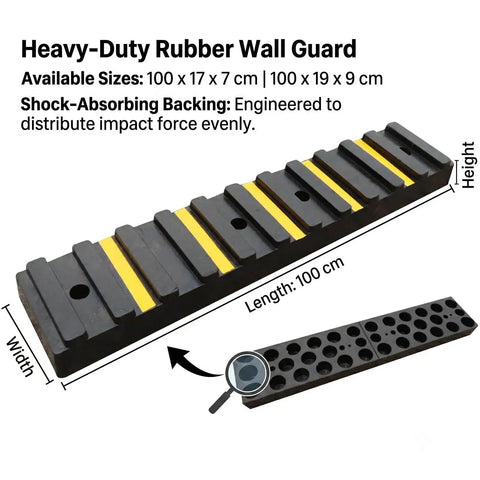 Heavy Duty Rubber Wall Bumpers For Loading Docks With A Badass Impact Resistant Base That Takes The Heat So Delivery Trucks And Forklifts Stay Secure Without Scuffing Your Warehouse Walls After Shifts, 100 cm long with shock-absorbing backing.