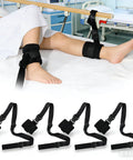 4-Piece Medical Restraint System For Senior Care, Black Ankle And Wrist Straps With Hospital Bed Safety Straps in use
