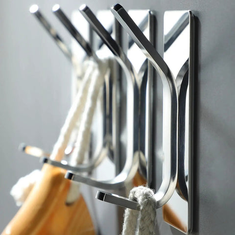 Rustproof Self Adhesive Towel Hooks Set Six Pack for Bathrooms and More No Drill Stick On Stainless Steel Robe Hooks Towel Hanger for Towels Coats Robes Keys