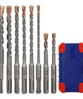 WORKPRO 8-piece SDS-Plus drill bit set with carbide tips and blue storage case