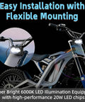 Ride Ready 20W LED Ebike Headlight with 6000K white high beam installed on bicycle for Ridstar Q20 series