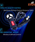 XYCLE 12000 Lb Electric Winch With Synthetic Rope remote control featuring wireless and wired options for ease of use.
