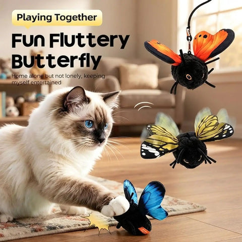 Smart Sensing Flapping Butterfly Cat Toy With Realistic Moving Wings Electric Motion Activated Indoor Interactive Bird That Sparks Exercise And Diminishes Boredom Gold, plush cat toy in living room
