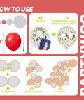 Instructions for 66 Piece 12 Inch Hot Pink And Red Balloons Set With White And Gold Confetti For Valentines Day Decor