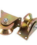 8 Pack 2 Inch V-Groove Wheel Casters Heavy-Duty 1045 Steel Electroplated Rigid Bracket Roller for Sliding Gates Barn Doors and Frames With V-Shape Bracket Pulley