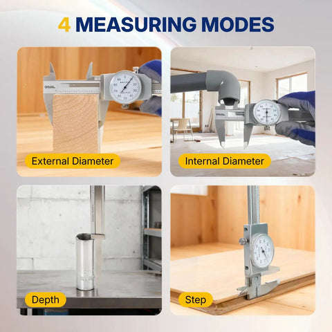 6 Inch Dial Caliper With 0.001 Inch Graduation Precise Inside And Outside Measurement Tool 4 Way Measurement Capabilities