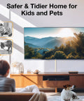Living room with Cord Cover Wall Mount Kit 157In Beige Low Profile Cable Raceway Hider for TV Cables Wire Concealer