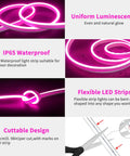 Neon LED Rope Lights 10ft With Remote App Control IP65 Waterproof Flexible Strip 12V RGB Neon Lights feature list