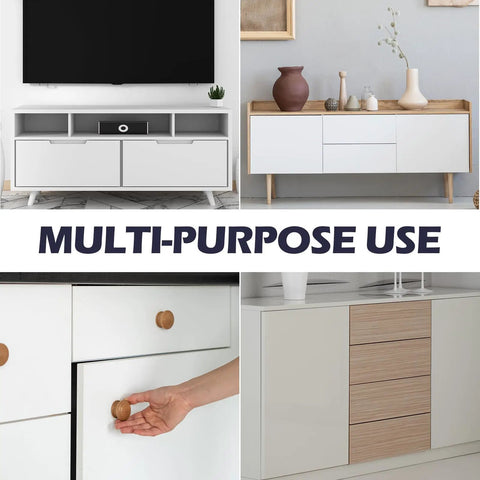 Multiple white cabinets showcasing the 24 Pack Cabinet Magnets Heavy Duty Magnetic Door Catch 15Lb Zinc for closures