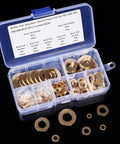 210 Piece Metric Brass Flat Washers Assortment Kit Heavy Duty All In One Durable Corrosion Resistant Hardware Washers For Electrical Connections And Outdoor Projects M3 M4 M5 M6 M8 M10 M12 in plastic case