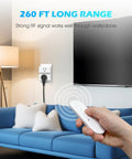 Four Outlet Remote Control Power Strip With One Remote 15A Wireless Light Switch For Household Appliances Long Range RF Up To 260 Feet Through Walls FCC Certified ETL Listed Plug And Play Convenience, remote in living room
