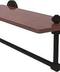 Solid IPE Ironwood Towel Bar Shelf 16 Inch Integrated Wall Mount In Oil Rubbed Bronze South Beach Collection Space Saver Design