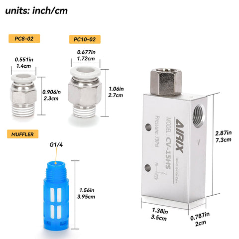 Compact Vacuum Generator For Automation With High Efficiency Pneumatic Ejector, Bonus Silencer Filter And One Quarter Inch G Fittings