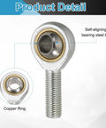Two Pack SA16T K Rod End Bearings With 16mm Bore And M16x2mm Right Hand Male Thread Metric Self Lubricating Joint Ends Including Jam Nuts, self-aligning steel ball